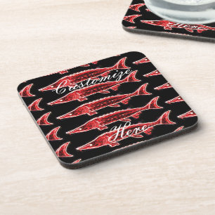 red sturgeons black coaster