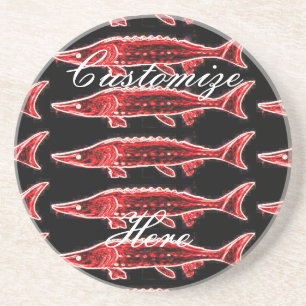 red sturgeons black coaster