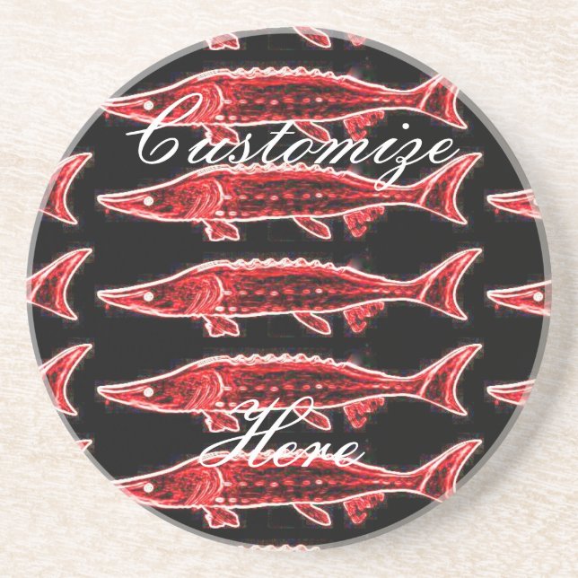 red sturgeons black coaster (Front)