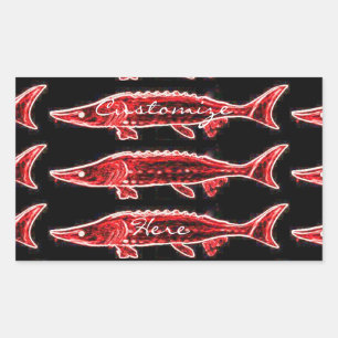 red sturgeons swimming sticker