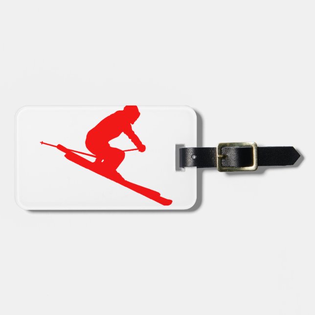 RED STYLE SKI LUGGAGE TAG (Front Horizontal)