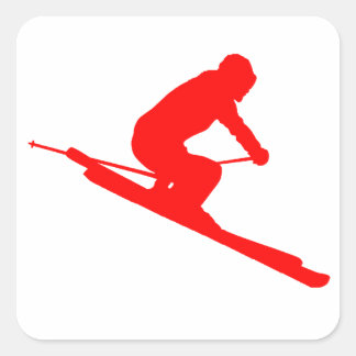 RED STYLE SKI SQUARE STICKER
