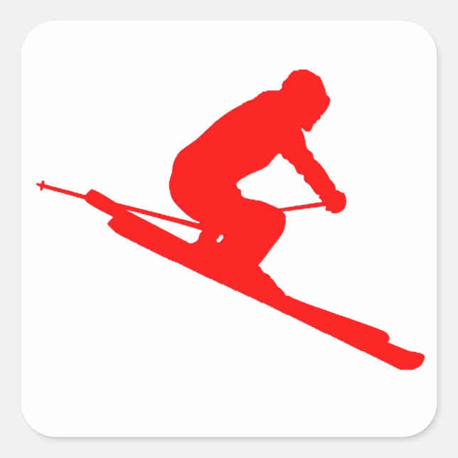 RED STYLE SKI SQUARE STICKER (Front)
