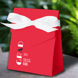 Red Stylish Graduation black white letter Favor Box