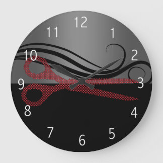 Red stylish hair salon clock