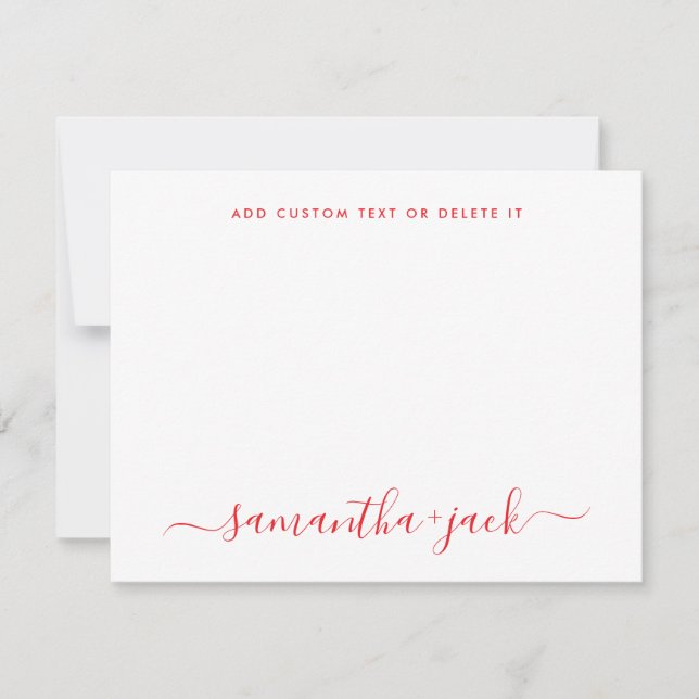 Red Stylish Script Elegant Minimalist Card (Front)