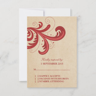 Red Stylish Swirls Response Card