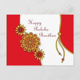 Red Stylized Happy Raksha Bandhan Postcard