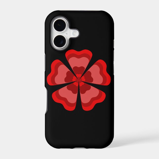 Red Stylized Retro Flower  (Back)