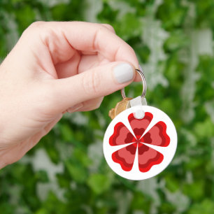 Red Stylized Retro Flower Keychain