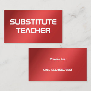Red Substitute Teacher On Call Business Card