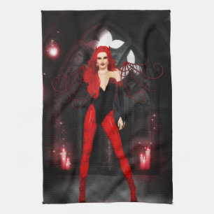 Red Succubus Kitchen Towel