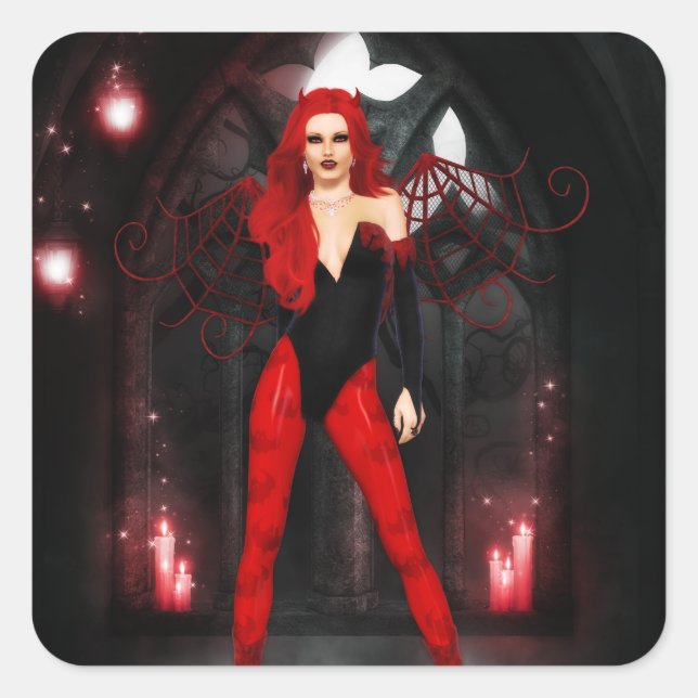 Red Succubus Square Sticker (Front)