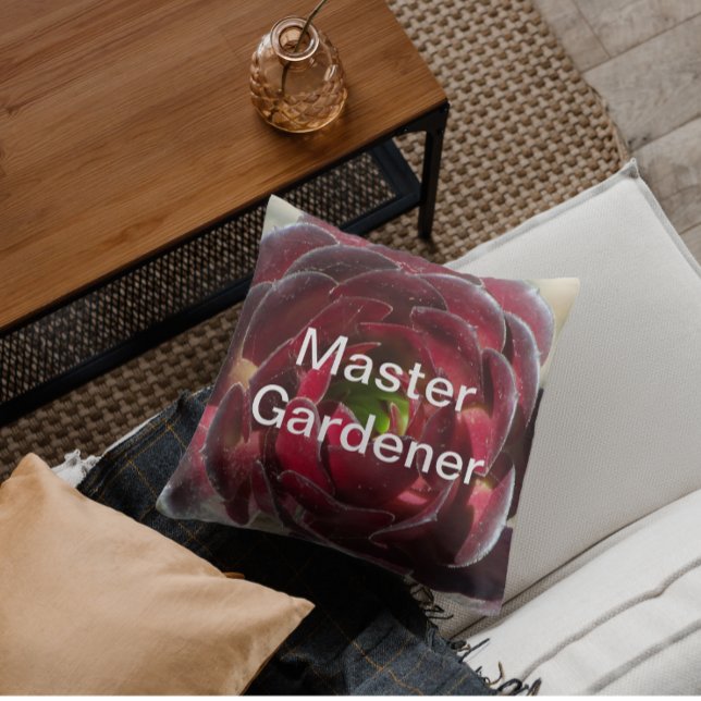 Red Succulent Botanical Photo Master Gardener Throw Pillow (Creator Uploaded)