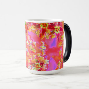 Red Succulent Sedum Flowers on Burnt Orange Magic Mug