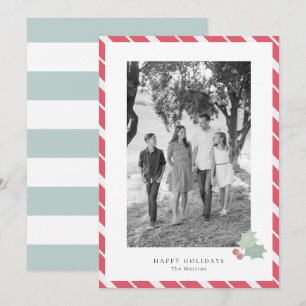 Red Sucre de canne Stripes Carte de vacances photo