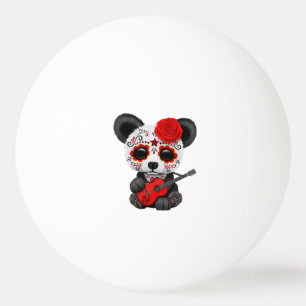 Red Sugar Skull Panda Playing Guitar Ping Pong Ball