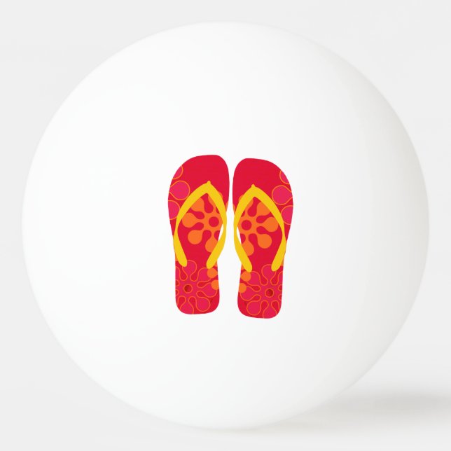 Red Summer Beach Party Flip Flops Ping Pong Ball (Front)