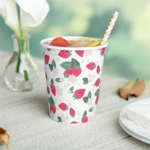 Red Summer Berry Birthday or Picnic Strawberry  Paper Cups