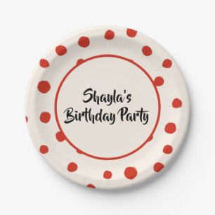 Red Summer Dots Paper Plate