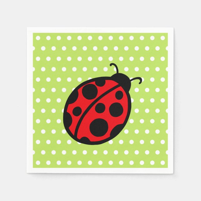 Red Summer Ladybug Picnic Party Napkins (Front)