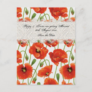 Red Summer Poppy Announcement Postcard
