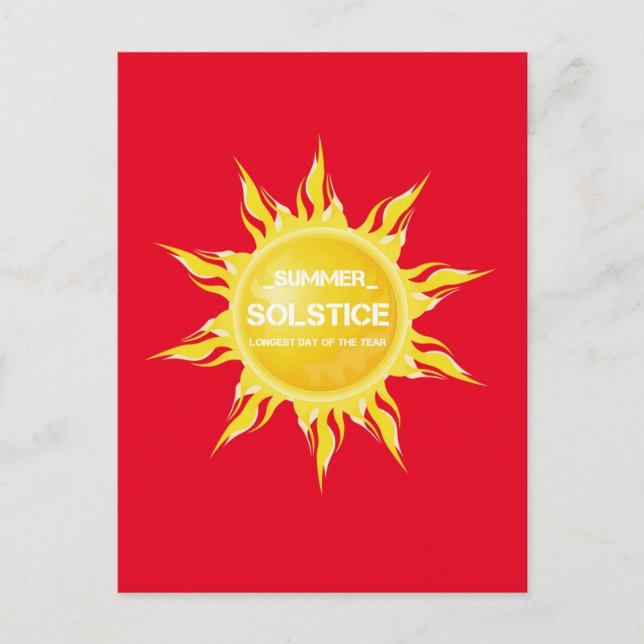 Red summer solstice the longest day of the year postcard (Front)