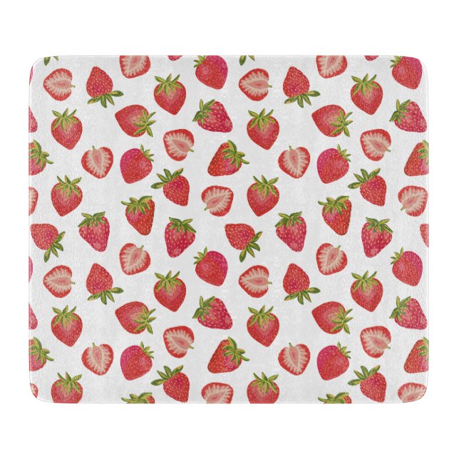 Red Summer Strawberry Pattern Cutting Board (Front)
