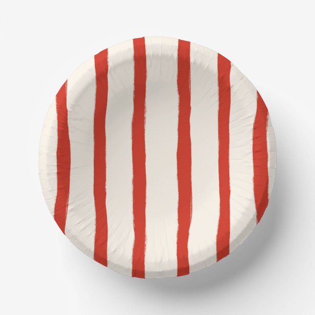  Red Summer Stripes Paper Plate (Front)