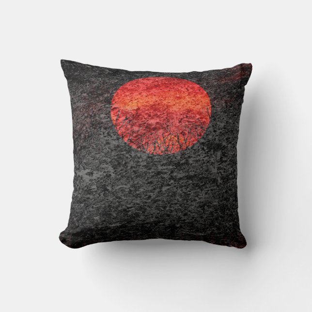 Red Sun | Abstract Painting Throw Pillow (Front)