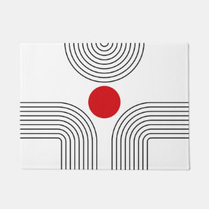 Red sun and Mid Century black and white arches Doormat