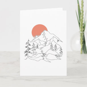 RED SUN AND MOUNTAINS CARD