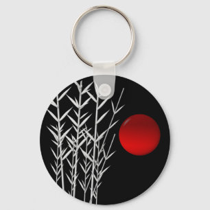 Red sun black white zen keychain