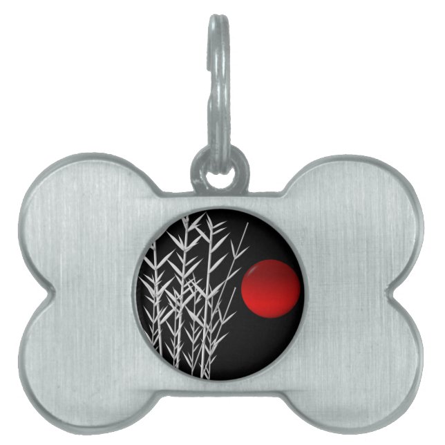 Red sun black white zen pet tag (Front)