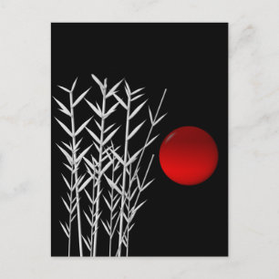 Red sun black white zen postcard