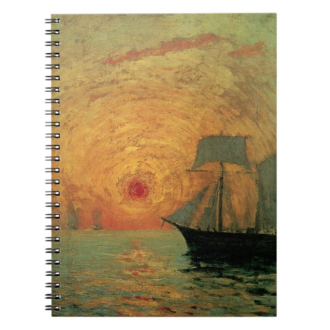Red Sun by Maxime Maufra, Vintage Impressionism Notebook (Front)