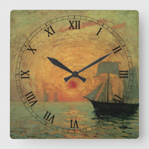 Red Sun by Maxime Maufra, Vintage Impressionism Square Wall Clock