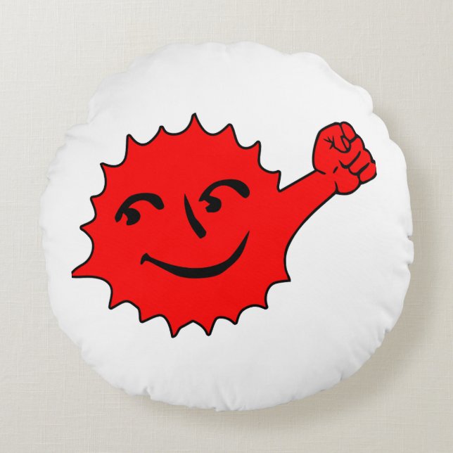 Red Sun Cheer Mascot Round Pillow (Front)