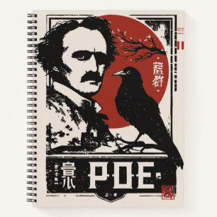 Red Sun Edgar Allan Poe Gothic Writer Portrait Notebook