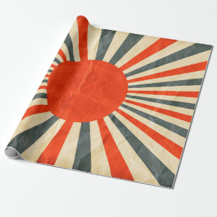 Red sun flag on paper texture,  retro vintage styl