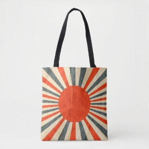 Red sun flag on paper texture, retro vintage styl tote bag