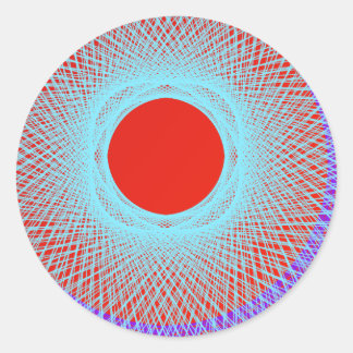 red sun give multicolor abstract art classic round sticker