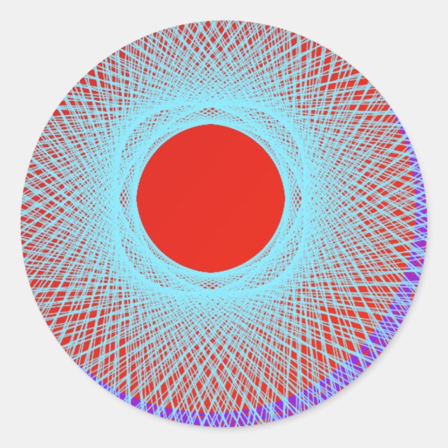 red sun give multicolor abstract art classic round sticker (Front)