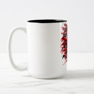 Red Sun Samurai Warrior – Japanese Cherry Blossom Two-Tone Coffee Mug