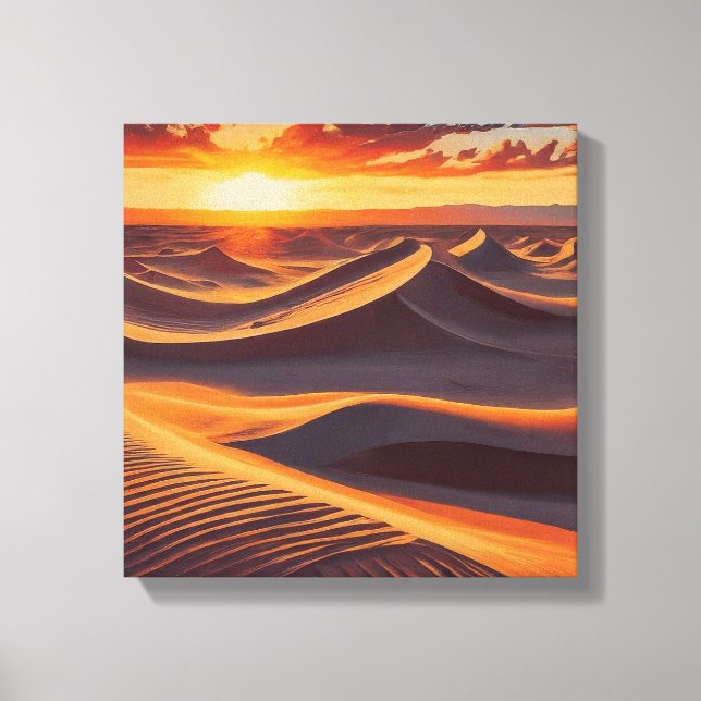 red sun shine in dessert canvas poster print (Front)
