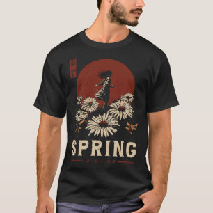 Red Sun Spring Maiden Seasonal Daisy Art T-Shirt