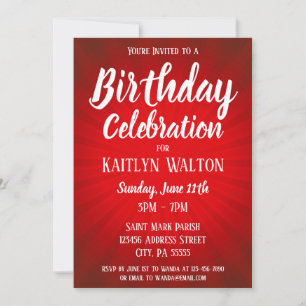Red Sunburst Anniversaire Fête Invitation