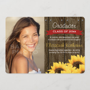 Red Sunflower Graduation Announcement
