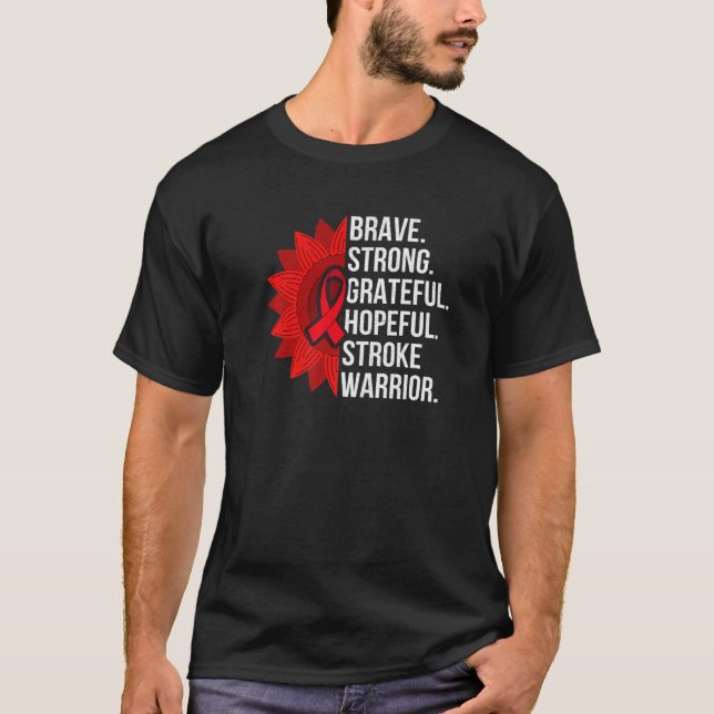 Red Sunflower Pride Warrior Recovery Stroke Awaren T-Shirt (Front)