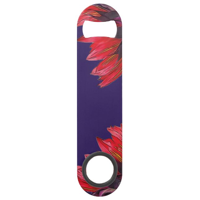 Red Sunflower Sideview Blue Purple Bottle Opener Speed Bottle Opener (Front)